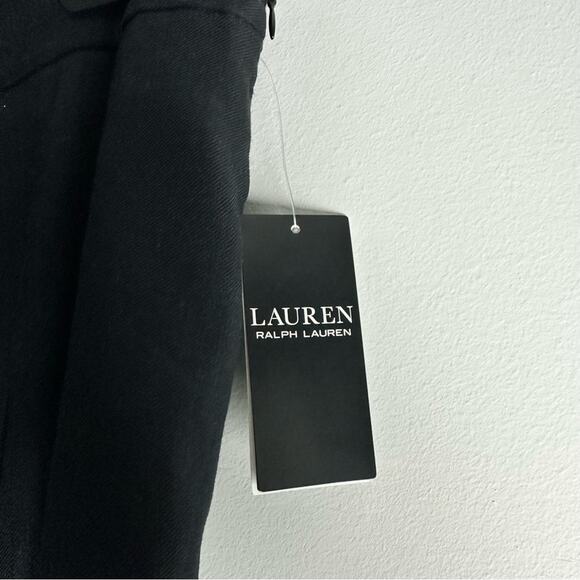 New Ralph Lauren Black Trouser Pants Wide Leg Linen Pleated Front Pockets 12 - Picture 8 of 15